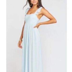 Show Me Your Mumu Blue Chiffon Maxi Dress Size Medium Made in USA